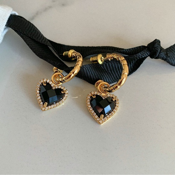 Black onyx earrings,dangle heart earrings,heart shaped earrings, heart earrings - Picture 7 of 12